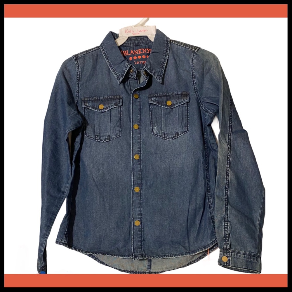 NWT BLANKNYC GIRLS’S Sz 10 Cotten snap Denim Shirt - Picture 9 of 9